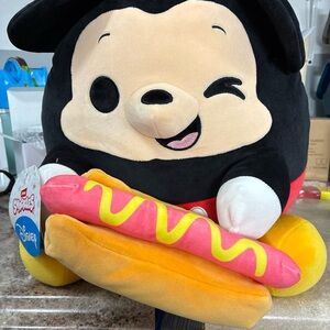 Disney Black, Cream, Pink, Yellow Mickey Hot Dog Plush